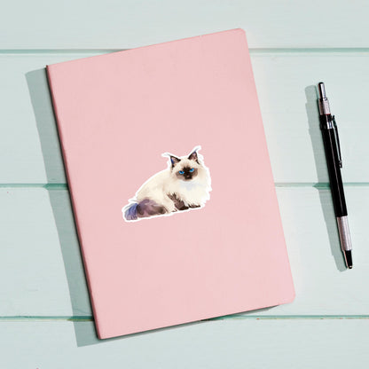 Watercolor Ragdoll Cat Sticker | Adorable Cat Art for Journals & Laptops