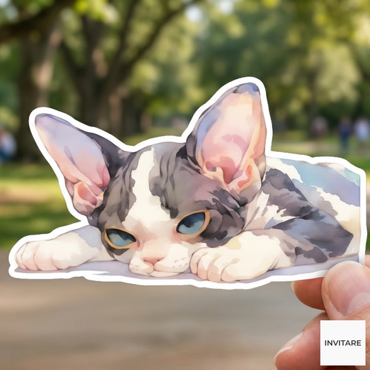 Devon Rex Sticker | Watercolour Cat Design for Pet Lovers