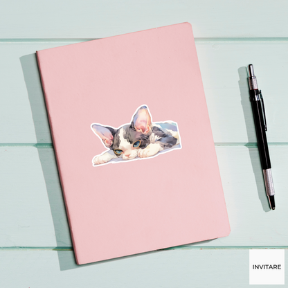 Devon Rex Sticker | Watercolour Cat Design for Pet Lovers
