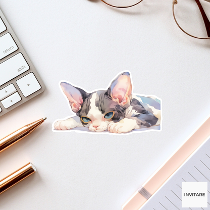 Devon Rex Sticker | Watercolour Cat Design for Pet Lovers