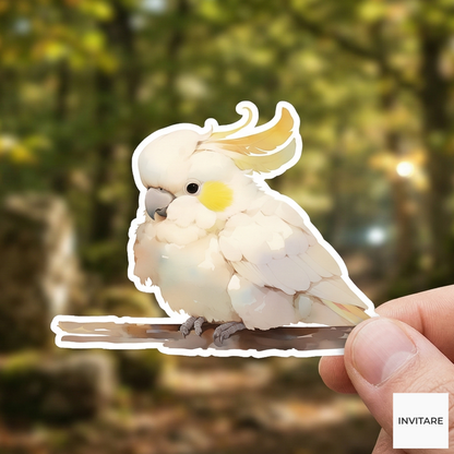 Adorable Watercolour Cockatoo Parrot Sticker | Perfect for Your Pet Collection!