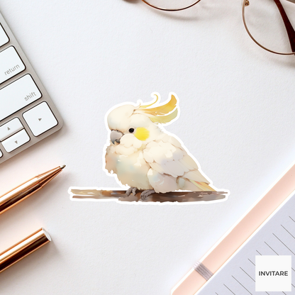 Adorable Watercolour Cockatoo Parrot Sticker | Perfect for Your Pet Collection!