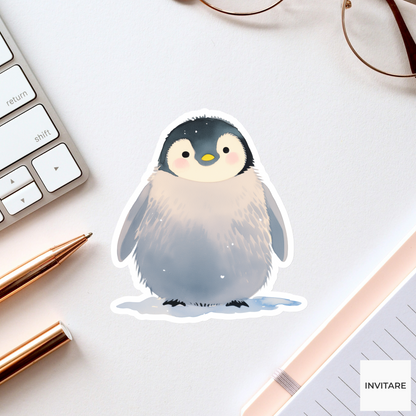Adorable Watercolour Penguin Vinyl Sticker | Animal Lover Gift