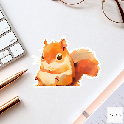 Adorable Watercolour Squirrel Sticker | Nature Lovers Gift