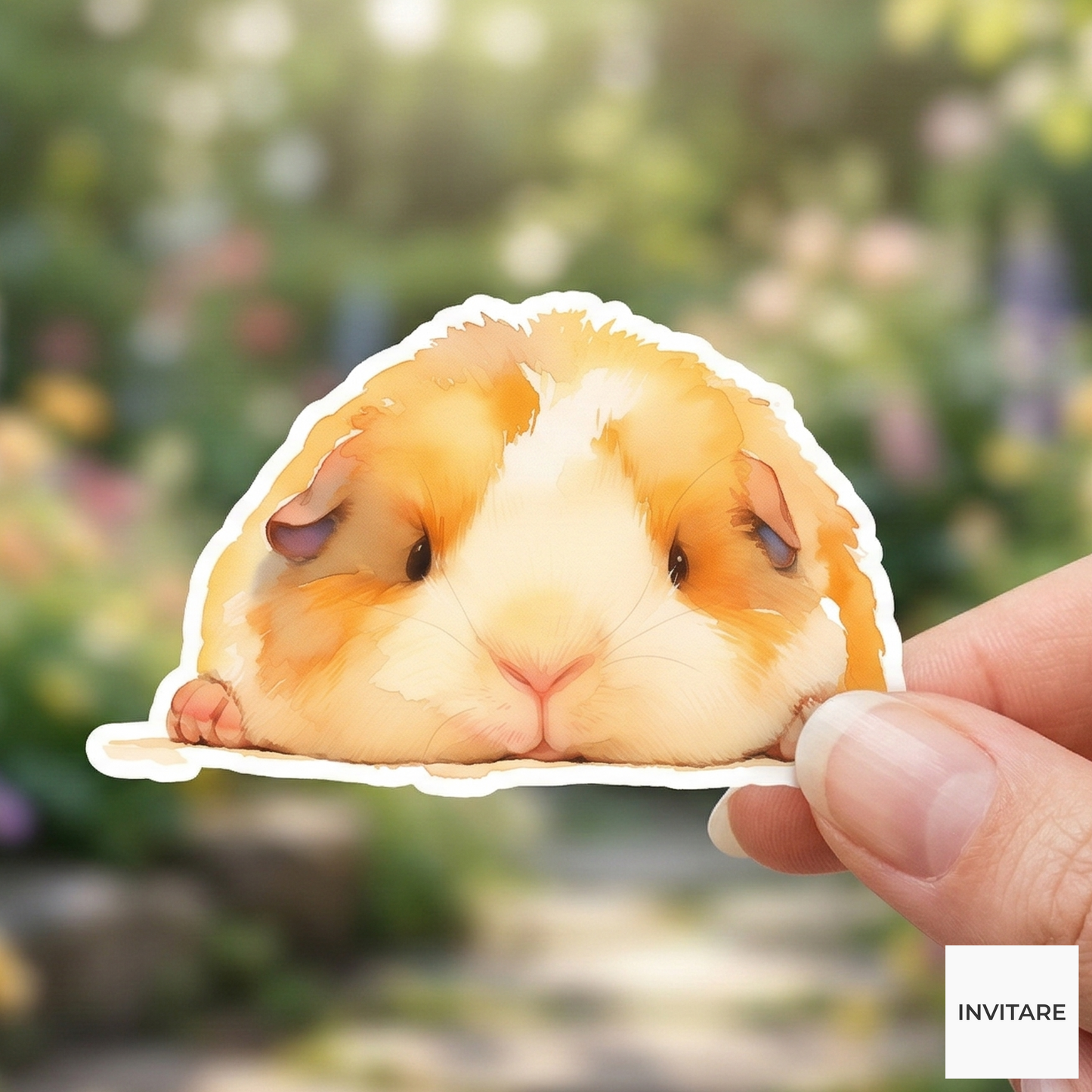 Adorable Watercolour Guinea Pig Sticker | Decal for Laptops & Journals