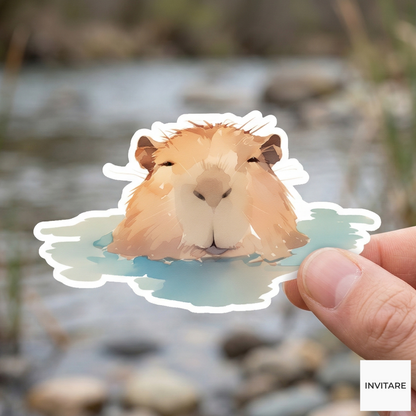 Adorable Watercolour Capybara Sticker | Gift for Nature Lovers