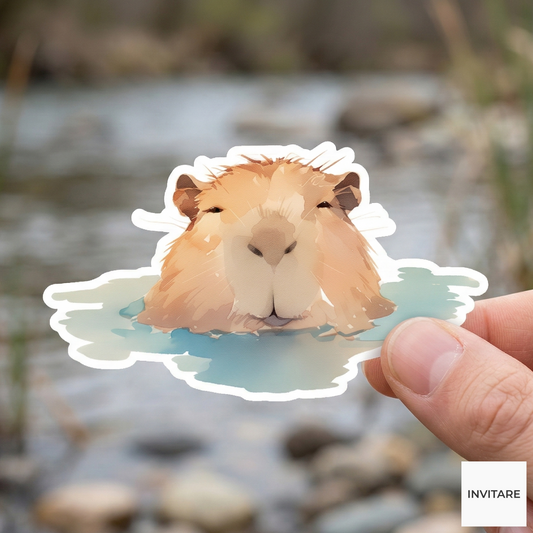 Adorable Watercolour Capybara Sticker | Gift for Nature Lovers