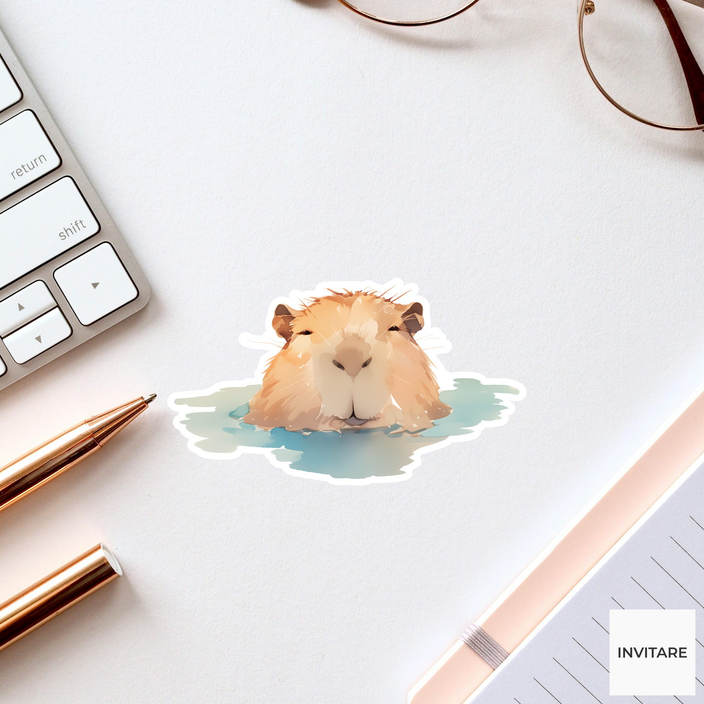 Adorable Watercolour Capybara Sticker | Gift for Nature Lovers