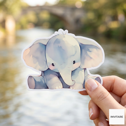 Whimsical Watercolour Elephant Vinyl Sticker | Gift for Animal Lover | Decal for Kids' Rooms