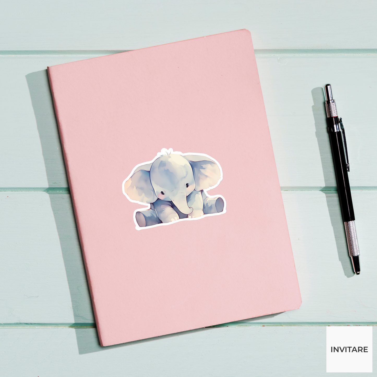 Whimsical Watercolour Elephant Vinyl Sticker | Gift for Animal Lover | Decal for Kids' Rooms