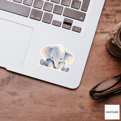 Whimsical Watercolour Elephant Vinyl Sticker | Gift for Animal Lover | Decal for Kids' Rooms