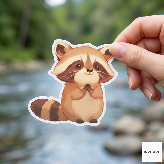 Adorable Watercolour Raccoon Vinyl Sticker | Decal for Laptops & Journals | Nature Animal Lover Gift