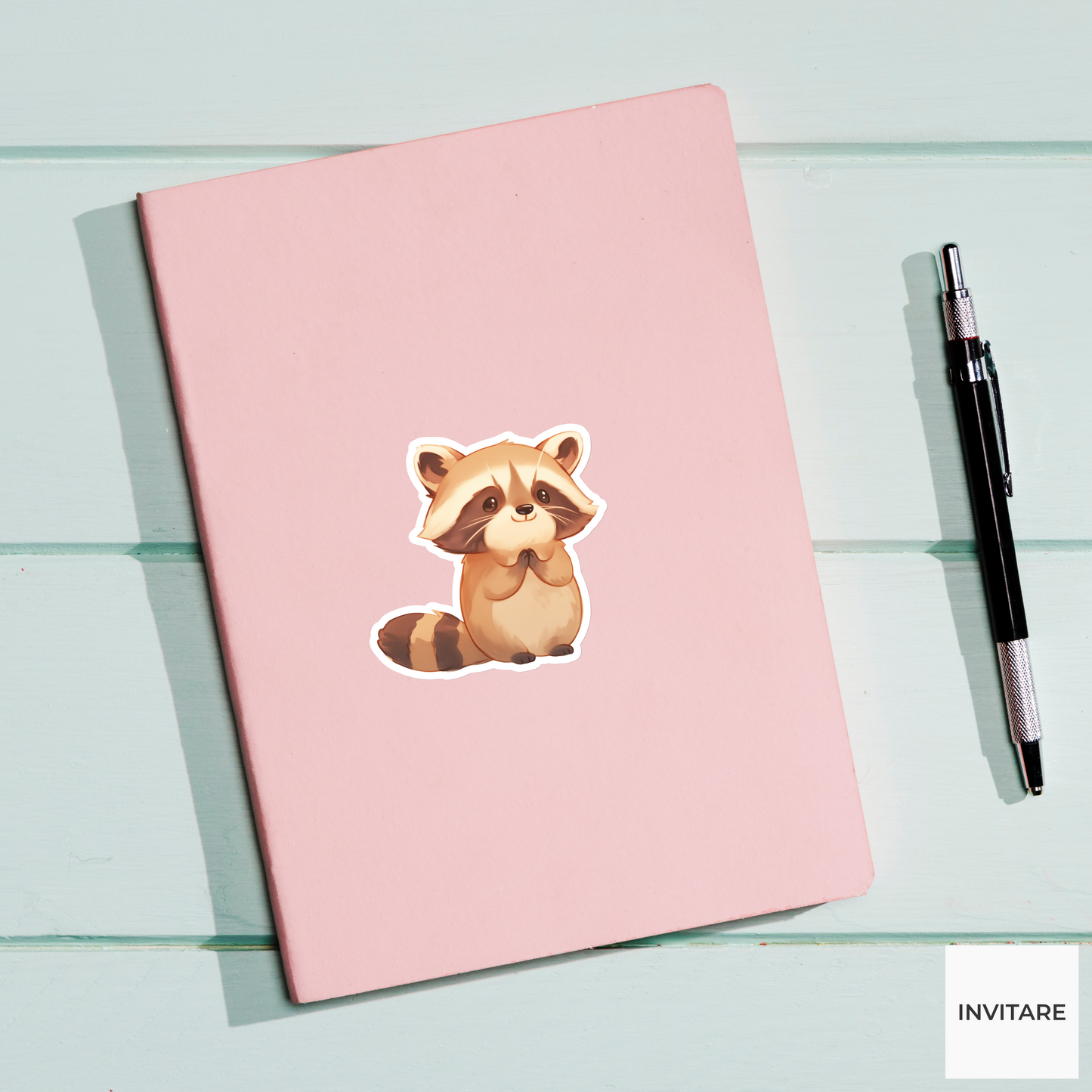Adorable Watercolour Raccoon Vinyl Sticker | Decal for Laptops & Journals | Nature Animal Lover Gift