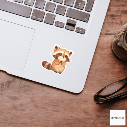 Adorable Watercolour Raccoon Vinyl Sticker | Decal for Laptops & Journals | Nature Animal Lover Gift