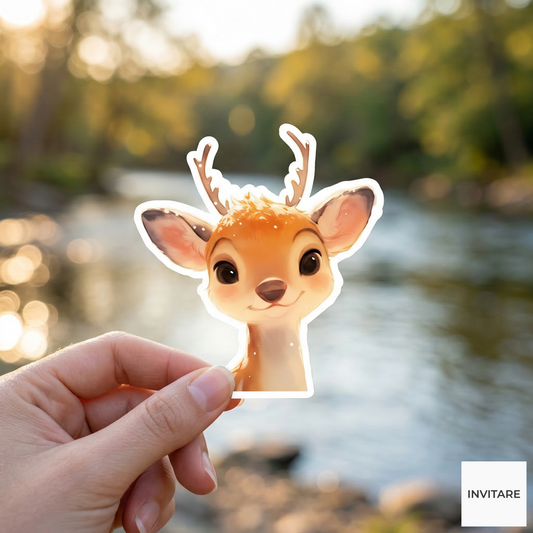 Adorable Watercolour Deer Vinyl Sticker | Decal for Laptops| Gift for Animal Lovers