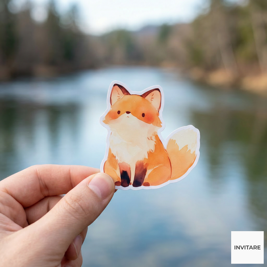 Adorable Watercolour Fox Sticker | Vinyl Decor for Your Laptop | Gift for Animal Lovers