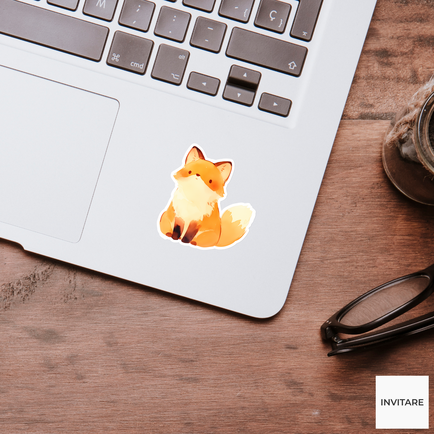Adorable Watercolour Fox Sticker | Vinyl Decor for Your Laptop | Gift for Animal Lovers