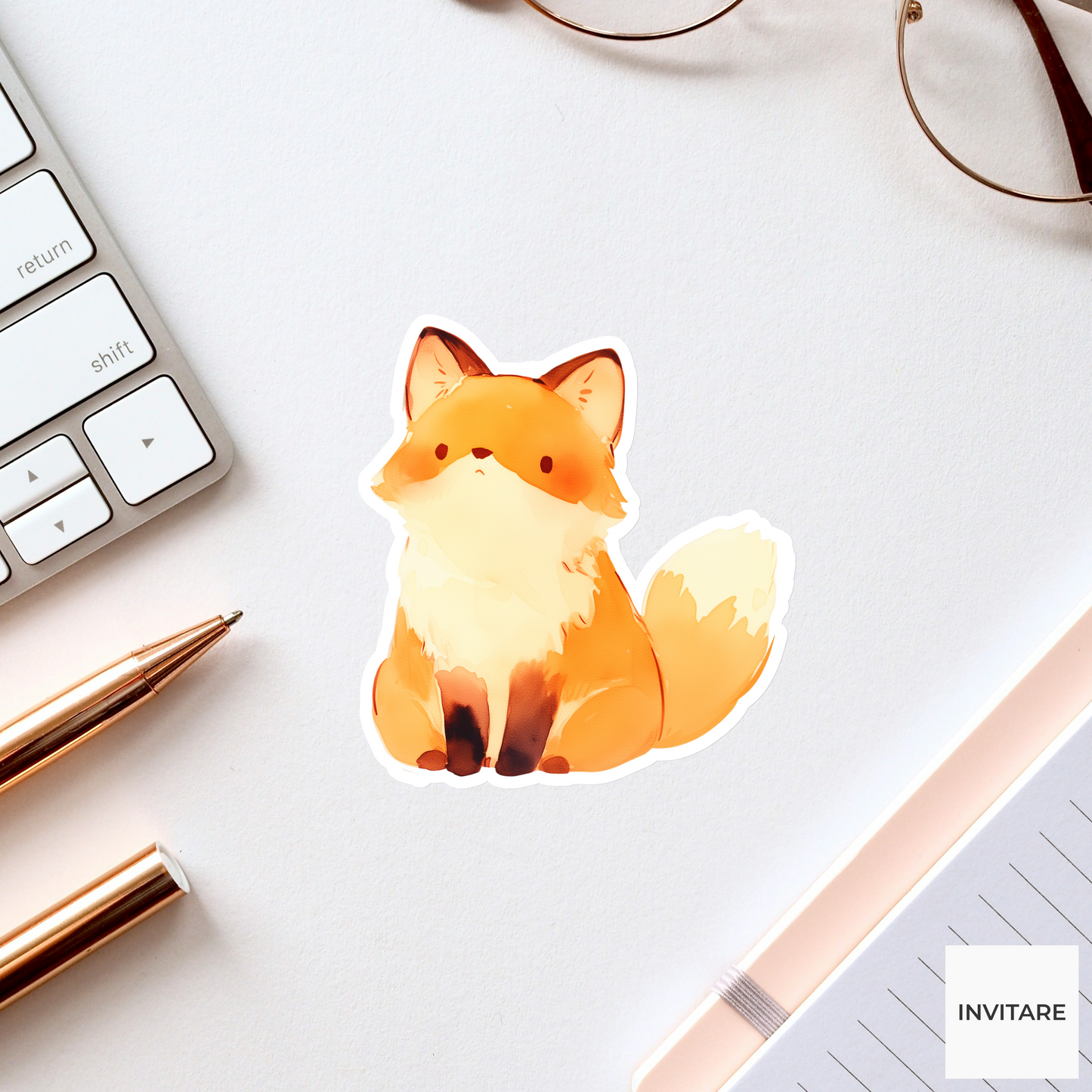 Adorable Watercolour Fox Sticker | Vinyl Decor for Your Laptop | Gift for Animal Lovers