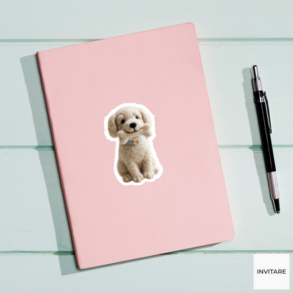Adorable Needle Felted Dog Vinyl Sticker | Gift for Dog Lovers