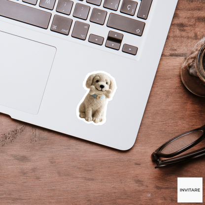 Adorable Needle Felted Dog Vinyl Sticker | Gift for Dog Lovers