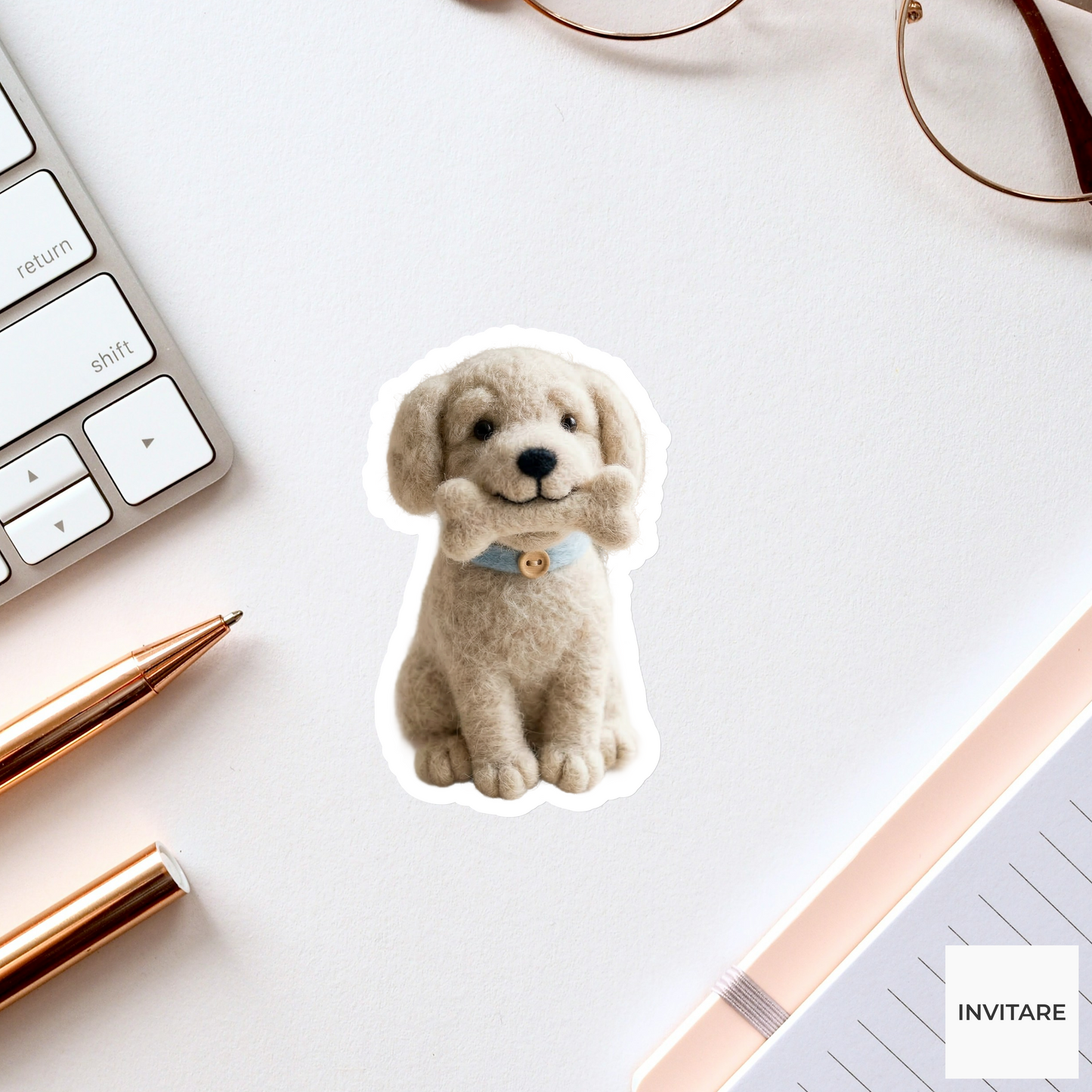Adorable Needle Felted Dog Vinyl Sticker | Gift for Dog Lovers