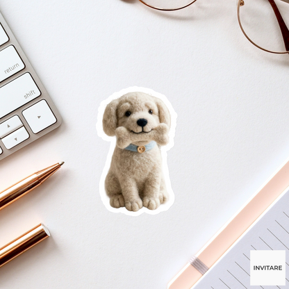 Adorable Needle Felted Dog Vinyl Sticker | Gift for Dog Lovers