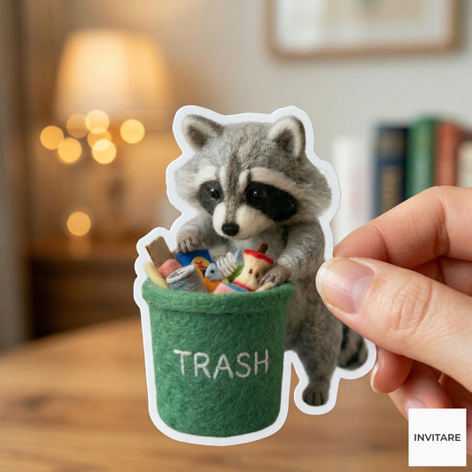 Adorable Needle Felted Cat Sticker | Unique Felt Art Decor | Gift for family