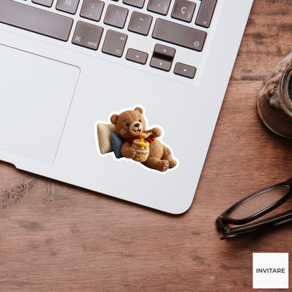 Adorable needle Felted Teddy Bear Sticker | Vinyl Decal for Laptops, Water Bottles, and Planners