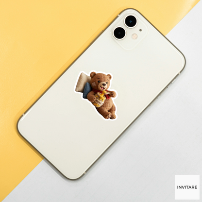 Adorable needle Felted Teddy Bear Sticker | Vinyl Decal for Laptops, Water Bottles, and Planners
