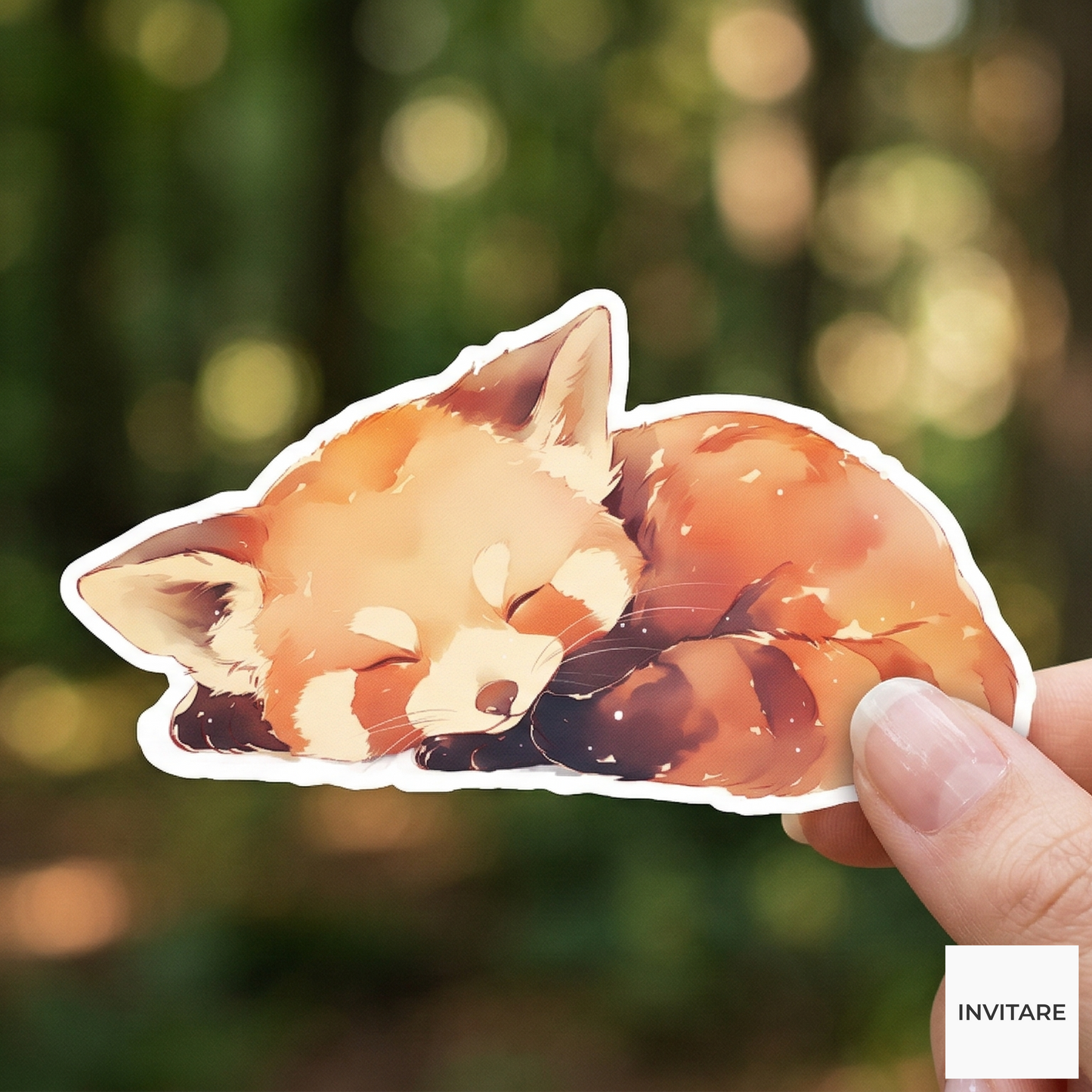 Adorable Watercolour Red Panda Vinyl Sticker | Animal Lover Gift