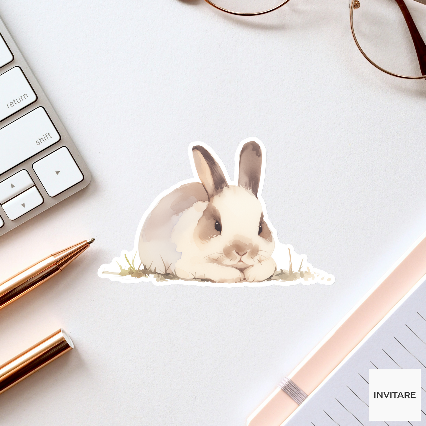 Watercolour Rabbit Sticker | Designed for Journals & Scrapbooking