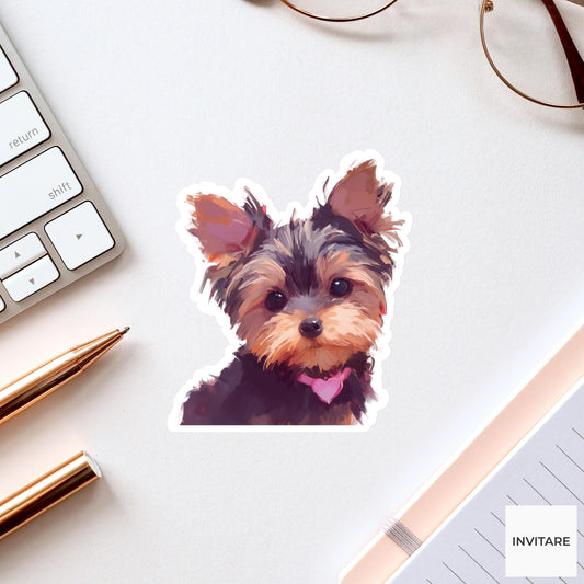 Watercolor Yorkshire Terrier Sticker | Yorkie Puppy Vinyl Decal for Laptop, Water Bottle & Journal