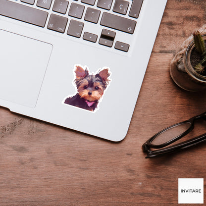 Watercolor Yorkshire Terrier Sticker | Yorkie Puppy Vinyl Decal for Laptop, Water Bottle & Journal