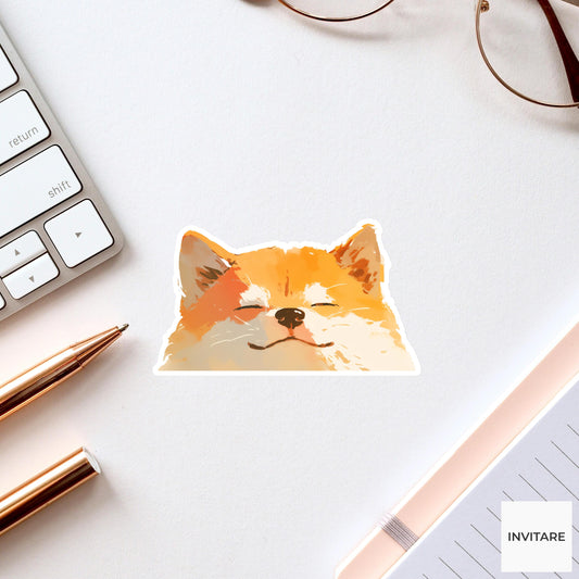 Watercolor Shiba Inu Face Sticker | Smiling Shiba Vinyl Decal for Laptop, Water Bottle & Journal