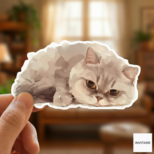 Watercolor British Shorthair Cat Sticker | Cute Cat Art Decal