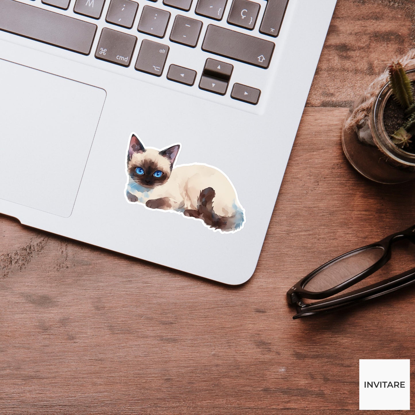 Adorable Siamese Cat Watercolour Sticker | Cat Lover Gift