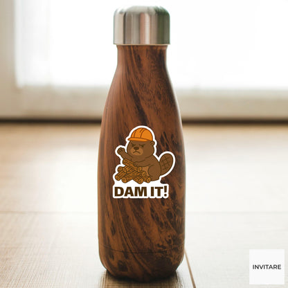 Funny Dam It Beaver Sticker Sarcastic Engineer Pun Decal for Laptop and Toolbox
