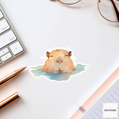 Adorable Watercolour Capybara Sticker | Gift for Nature Lovers