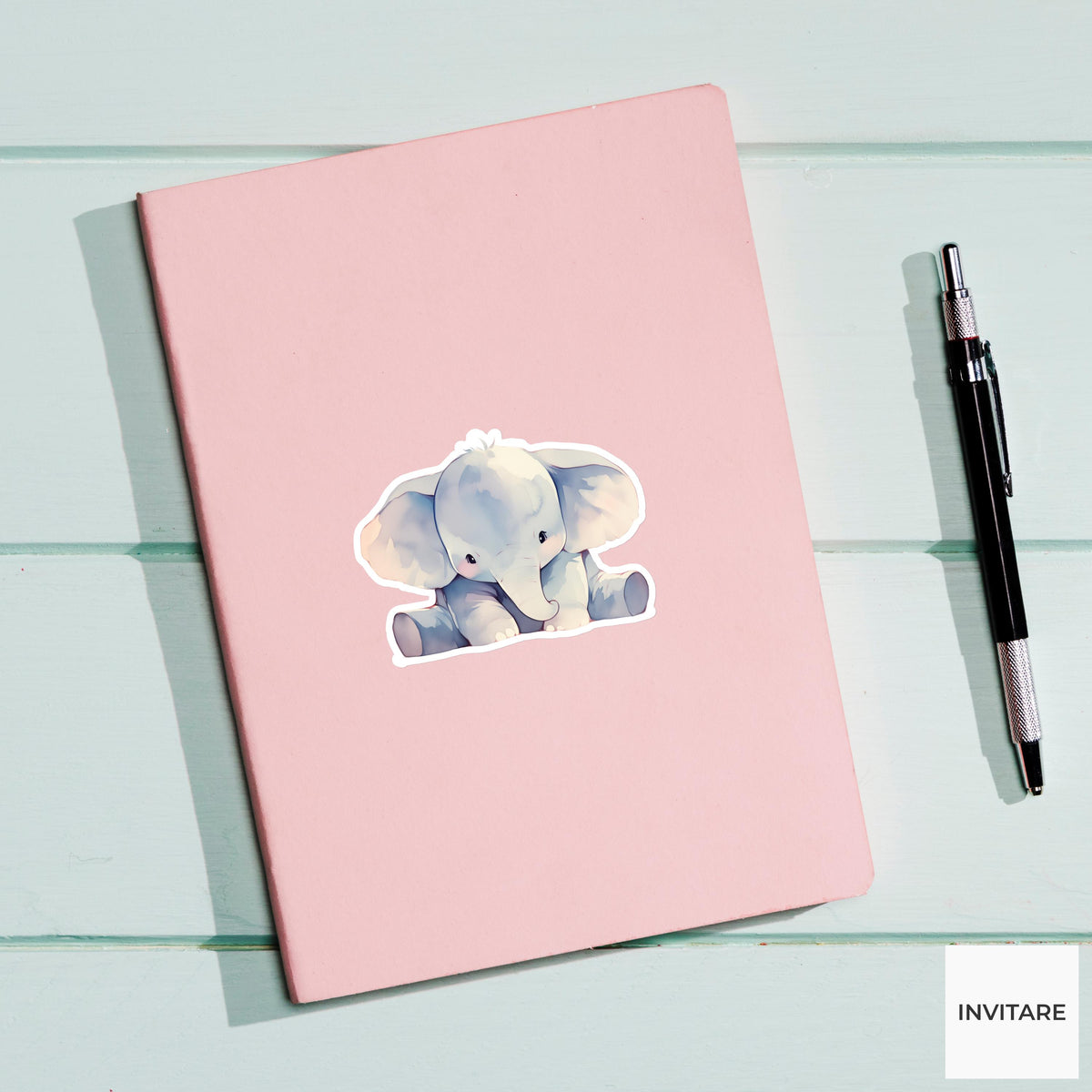 Whimsical Watercolour Elephant Vinyl Sticker | Gift for Animal Lover | Decal for Kids' Rooms