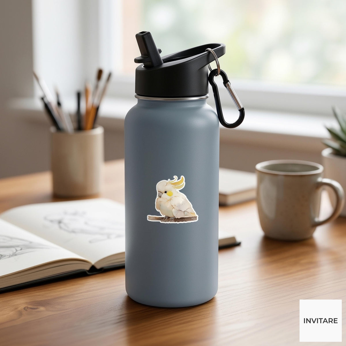 Watercolour Cockatoo Parrot Sticker | Vinyl Bird Art Decal