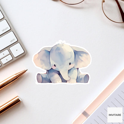 Whimsical Watercolour Elephant Vinyl Sticker | Gift for Animal Lover | Decal for Kids' Rooms