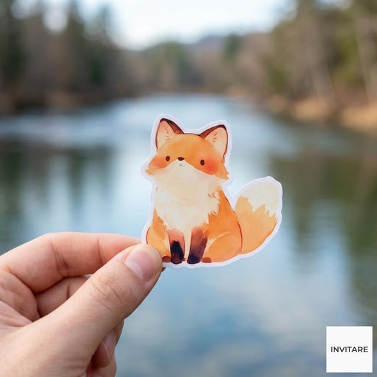 Adorable Watercolour Fox Sticker | Vinyl Decor for Your Laptop | Gift for Animal Lovers