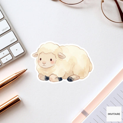Watercolour Sheep Sticker, Kawaii Lamb Decal for Planner, Laptop, Journal, Gift for Family