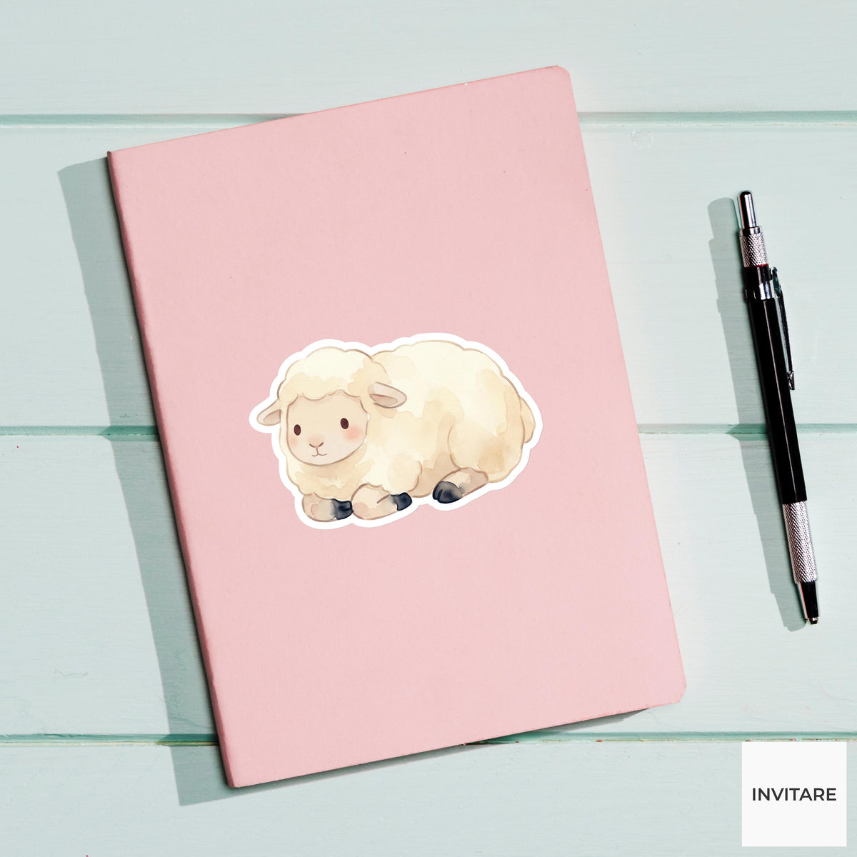 Watercolour Sheep Sticker, Kawaii Lamb Decal for Planner, Laptop, Journal, Gift for Family