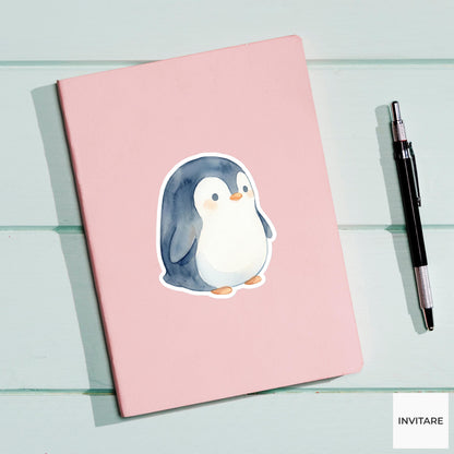 Adorable Watercolour Penguin Sticker Chubby Animal Decal Planner Journal Laptop Gift For Family