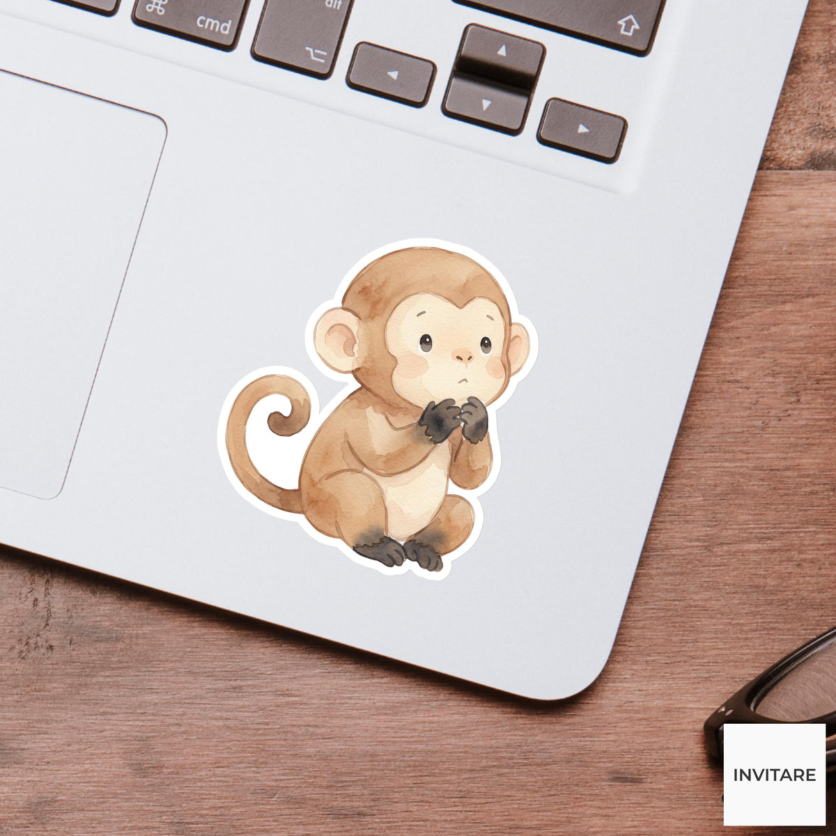 Whimsical Watercolor Monkey Sticker Mellow Primate Decal for Journal Planner Laptop Stationery Gift