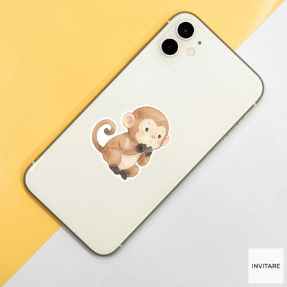 Whimsical Watercolor Monkey Sticker Mellow Primate Decal for Journal Planner Laptop Stationery Gift