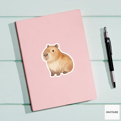 Adorable Watercolor Capybara Sticker Zen Animal Decal Journal Planner Laptop Stationery Gift for Family