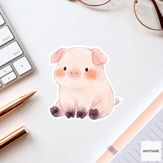 Adorable Watercolor Pig Sticker for piggy lovers! Gift for friends and family