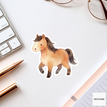 Whimsical Watercolor Horse Sticker Mellow Pony Decal for Journal Planner Laptop Stationery Gift